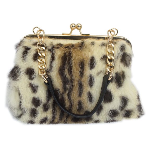 Genuine Rabbit Fur Kisslock Handbag Wild Animal Prints, Various Patterns ;) - Picture 1 of 9